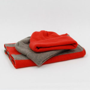 Strickschal Kaschmir gestreift - Rot