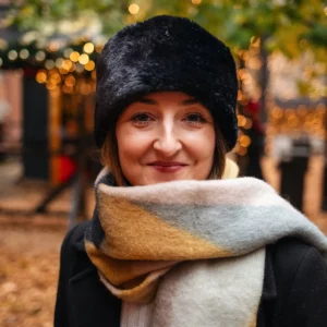 Bedacht Balsam Fake Fur Toque Seeberger gewebter Schal mit Karomuster