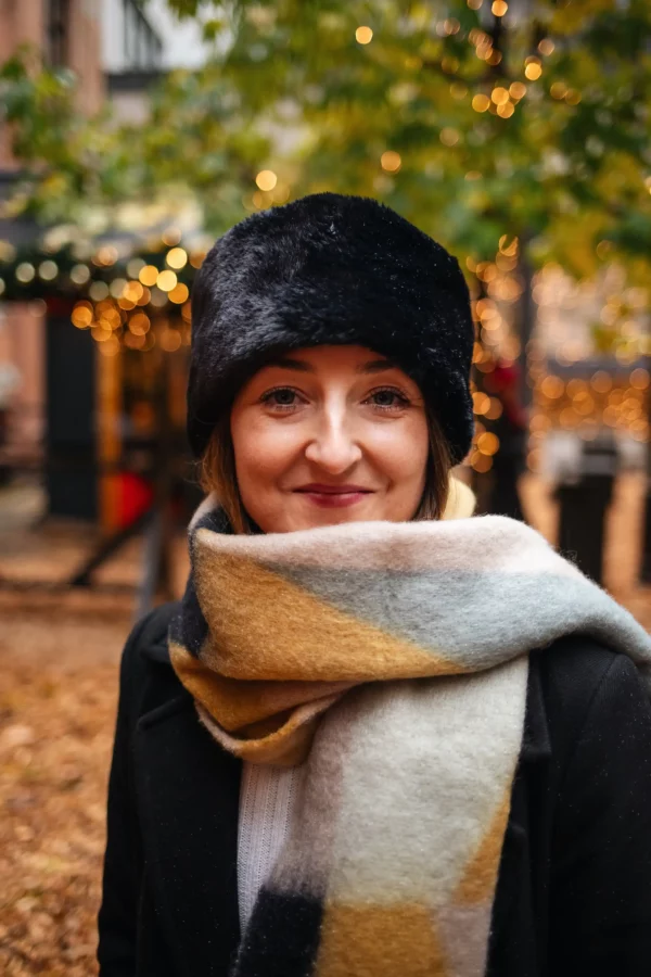 Bedacht Balsam Fake Fur Toque Seeberger gewebter Schal mit Karomuster
