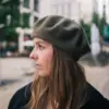 Baskenmütze Wolle Winter Khaki
