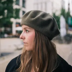 Baskenmütze Wolle Winter Khaki