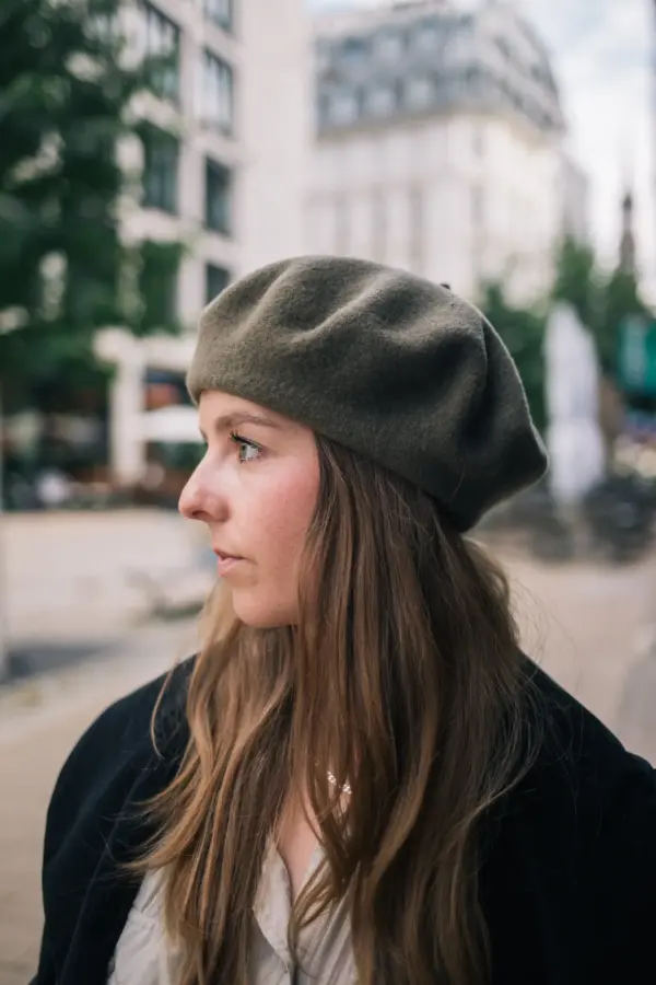 Baskenmütze Wolle Winter Khaki