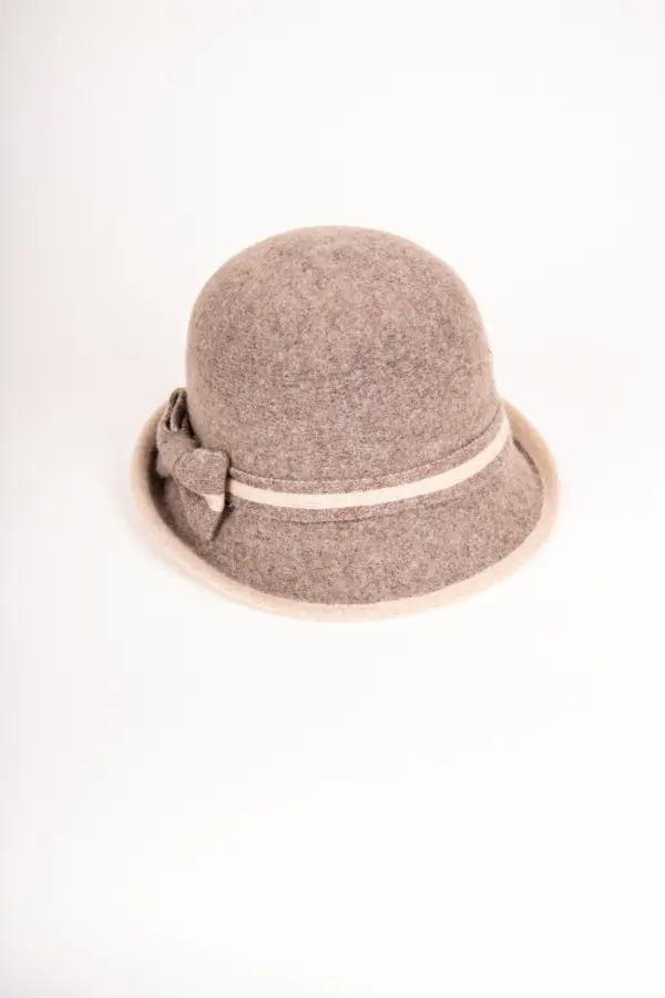 Flechet Wollhut mit Schleife taupe