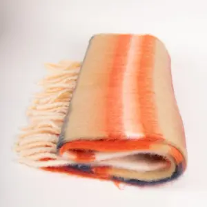 Seeberger gewebter Schal mit Streifen Kiesel Papaya