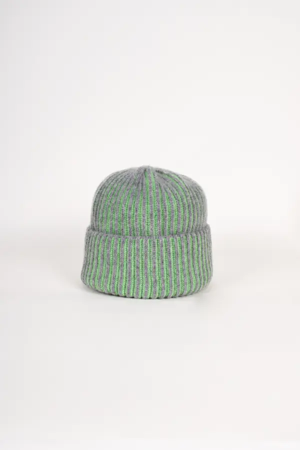 Grote Strickmütze zweifarbig mit Umschlag