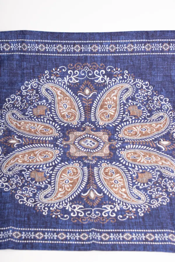 Hemley Seidentuch Paisley meliert Jeansblau