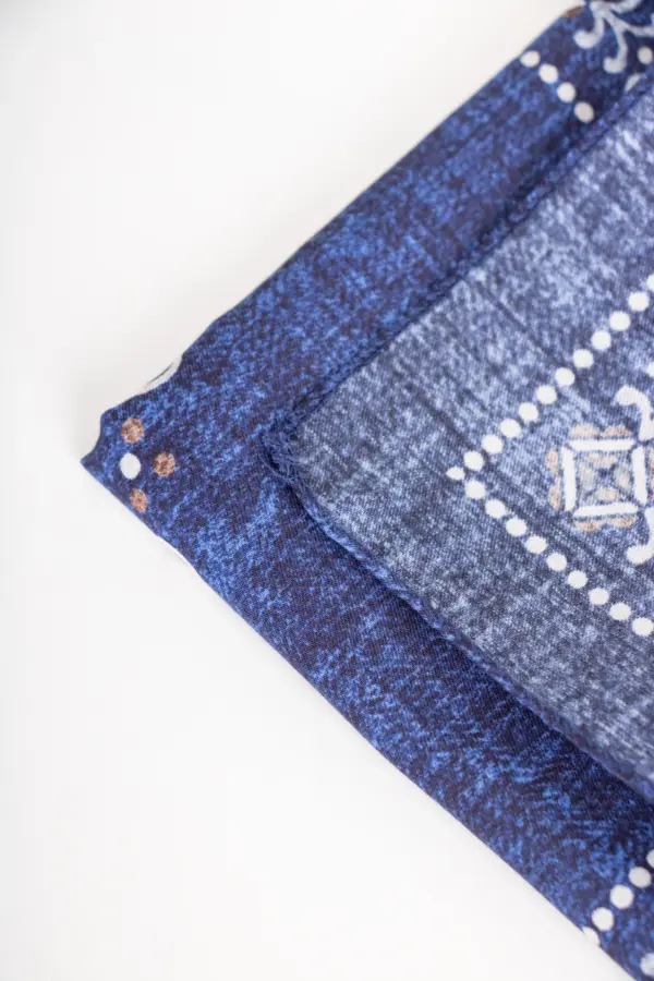 Hemley Seidentuch Paisley meliert Jeansblau