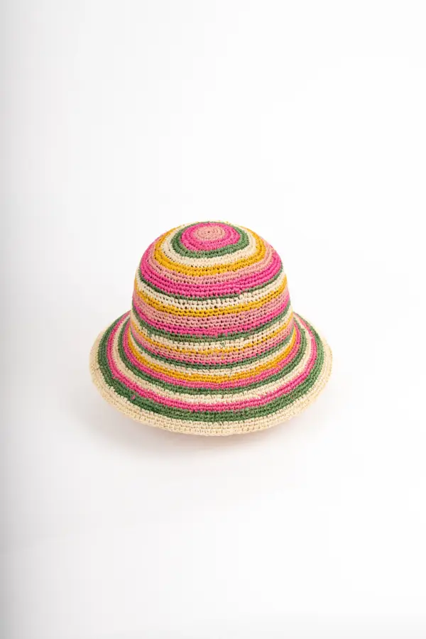 Fiebig Häkelhut gestreift aus Raffia Fiebig Häkelhut gestreift aus Raffia, Crochet Hat, Strohhut rollbar
