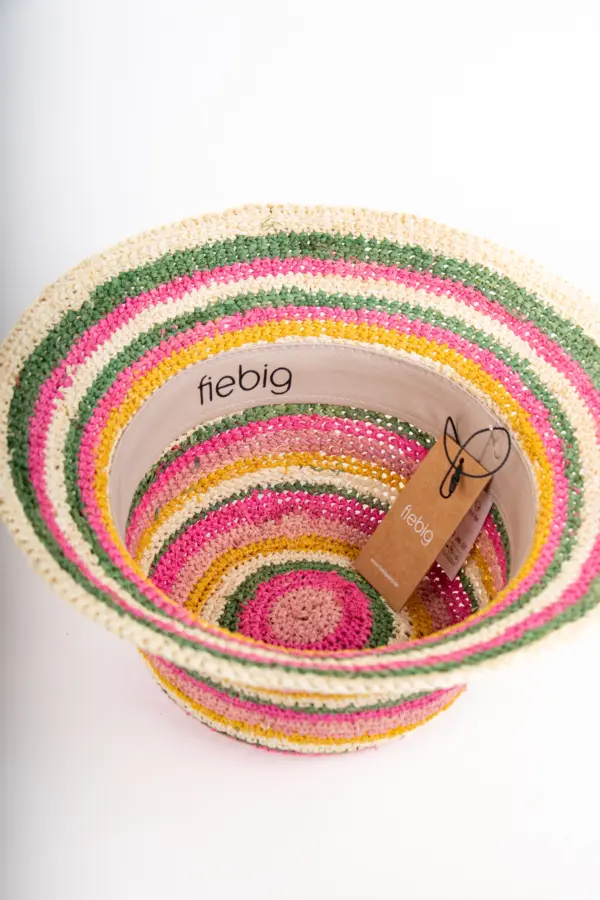 Fiebig Häkelhut gestreift aus Raffia Fiebig Häkelhut gestreift aus Raffia