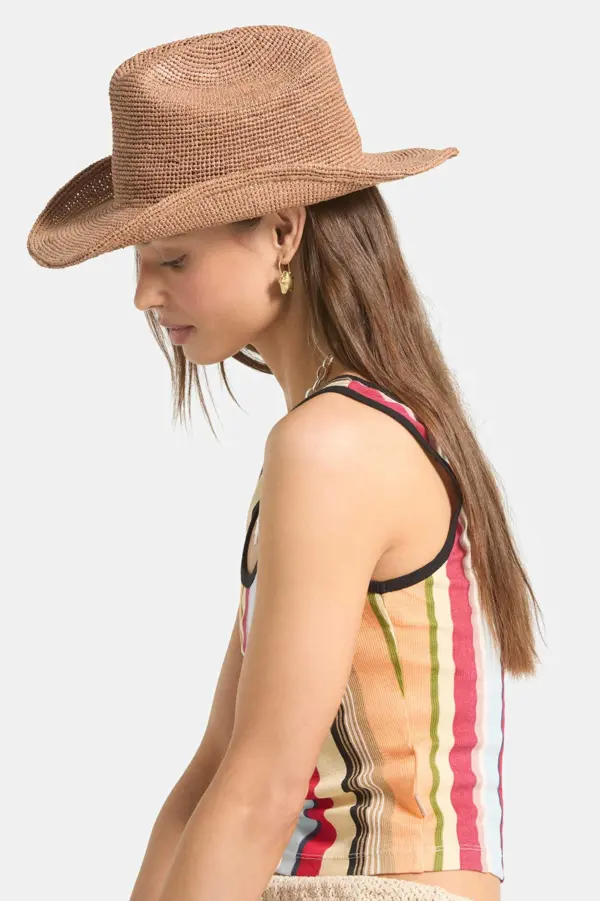 Brixton Odessa Straw Packable Cowboy Hat